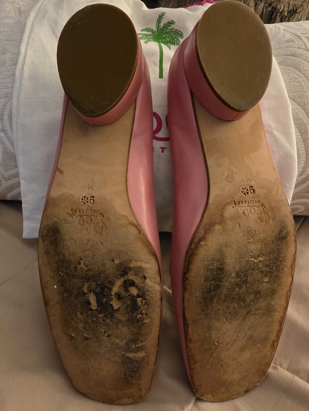 VTG VGC Lilly Pulitzer Pink Flats With Flower Detail -- Size 9M - Picture 4 of 7